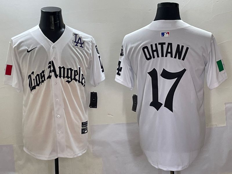 Men Los Angeles Dodgers #17 Ohtani White Five generations Joint Name 2025 Nike MLB Jersey style 10->los angeles dodgers->MLB Jersey